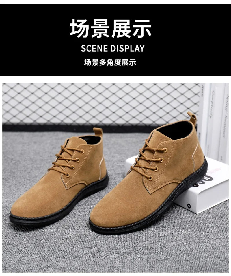2025Men's Shoes High-top Casual Shoes High Quality Suede Chelsea Boots Fashion British Ankle Boots Business Oxfords Dress Shoes