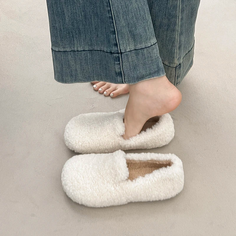 Flat Shoes Fashion Round Toe Deep Mouth Suede Soft Sole Anti-slip Wear-resistant Wool Shoes