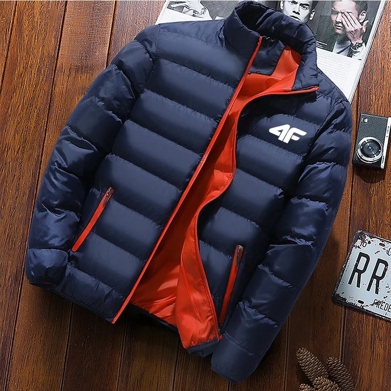 Men's casual jacket, waterproof windbreaker, zippered warm solid color, large size, autumn and winter