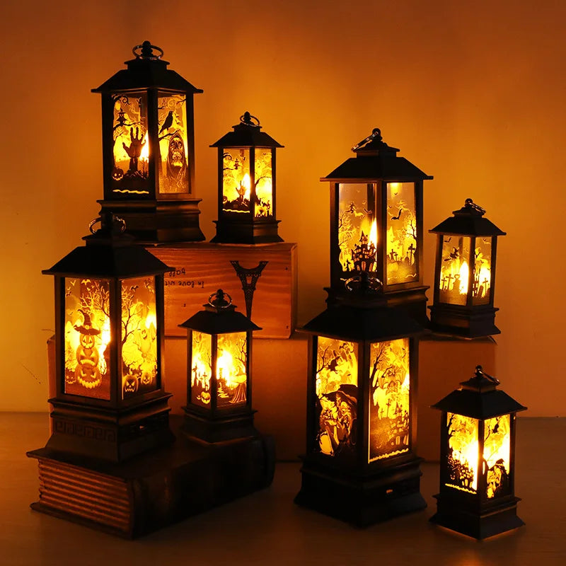 Halloween Decorations Pumpkin Castle LED Decorative Lamp Holiday Party Horror Props Candle Hanging Lantern Bar Garden Home Decor