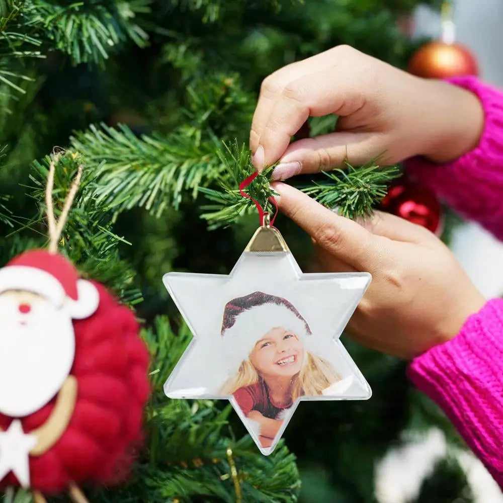 Christmas Tree Photo Frames Ball Pendant Creative Fillable Transparent Photo Decoration DIY Festive Atmosphere Hanging Ornaments