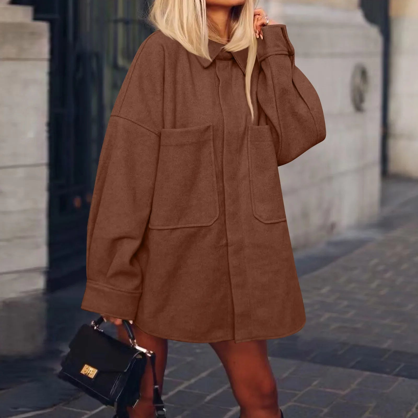 Women Casual Comfort Jackets Cozy Soft Fabric Casual Lapel Collar Winter Outerwear Female Daily Vintage Wearing With Pocket