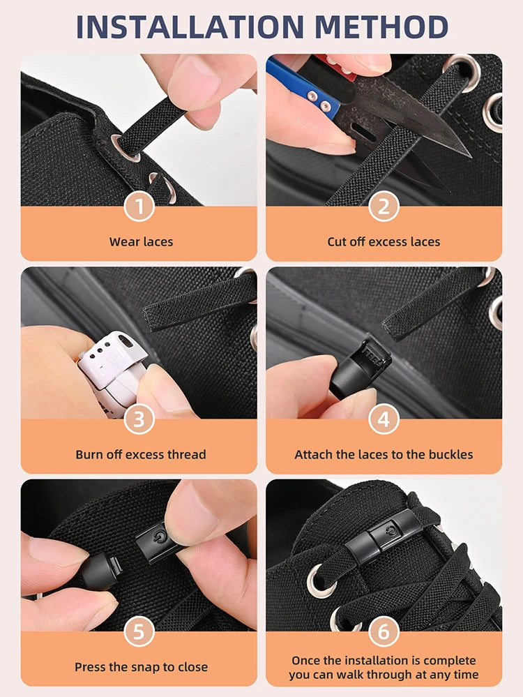 8mm No Tie Shoe Laces Press Lock Shoelaces Without Ties Elastic Laces Sneaker Kids Adult Widened Flat Shoelace for Shoes