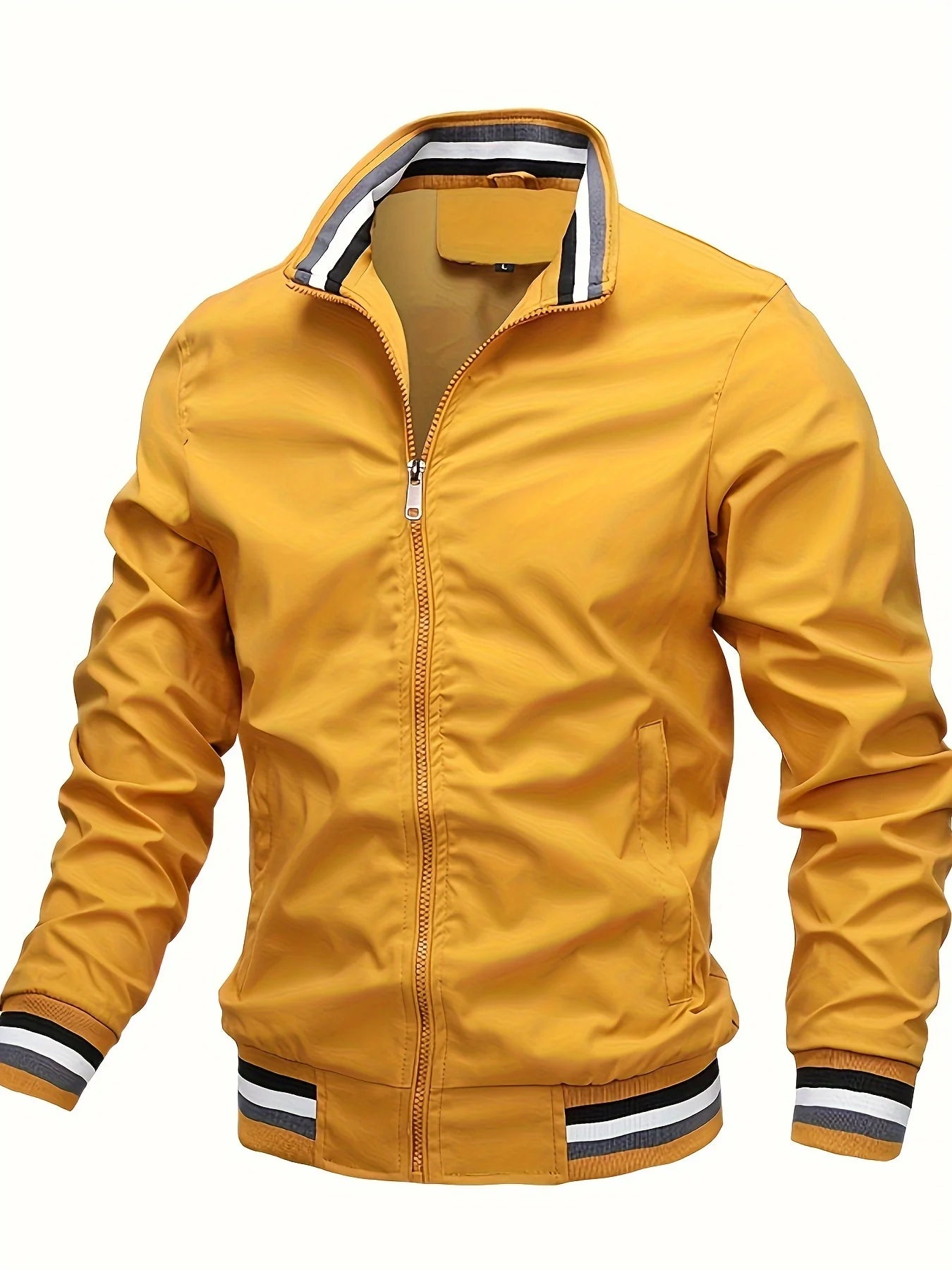 Men's Spring Trendy Stand-Collar Casual Jacket, Simple and Elegant, Highlighting the Charm of a Stylish Man