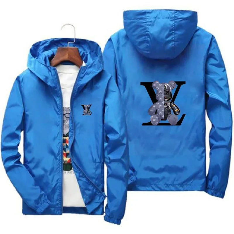 Men's jacket, large size 2025 autumn/winter high-quality fashionable jacket, new hooded windbreaker, fashionable print