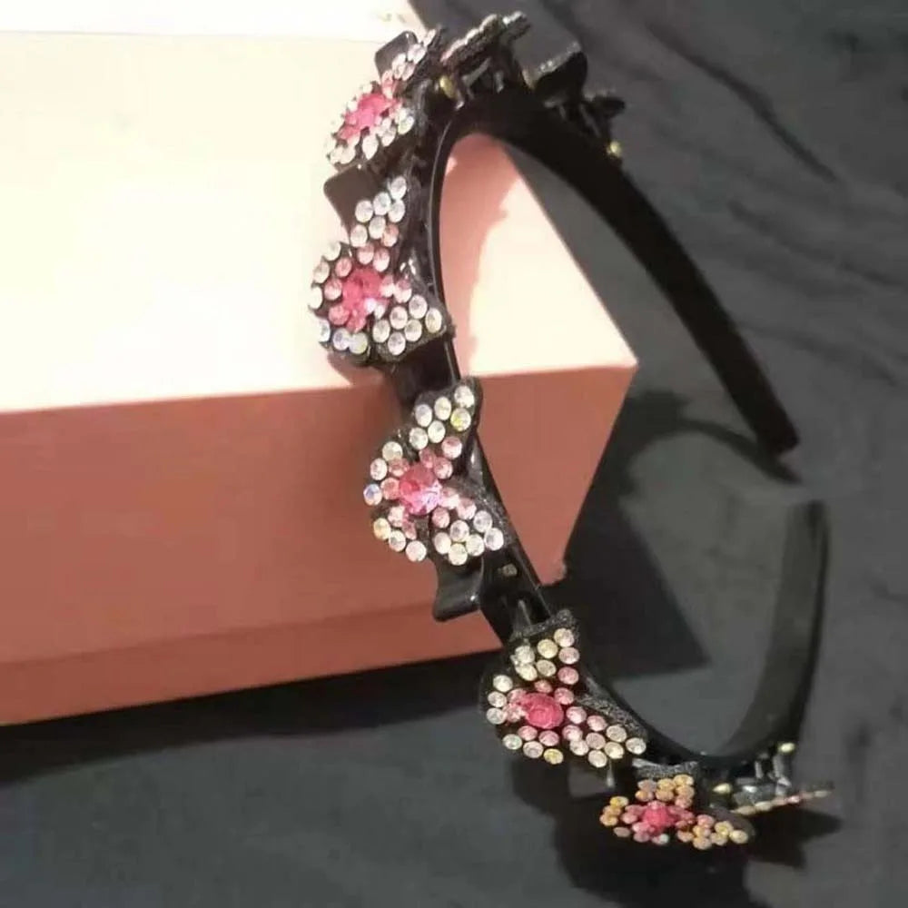 Hair Accessories Elegant Hair Bands with Clips Shiny Sweet Women Butterfly Hair Hoop Hair Weaving Tool Headwear Hairband Gifts