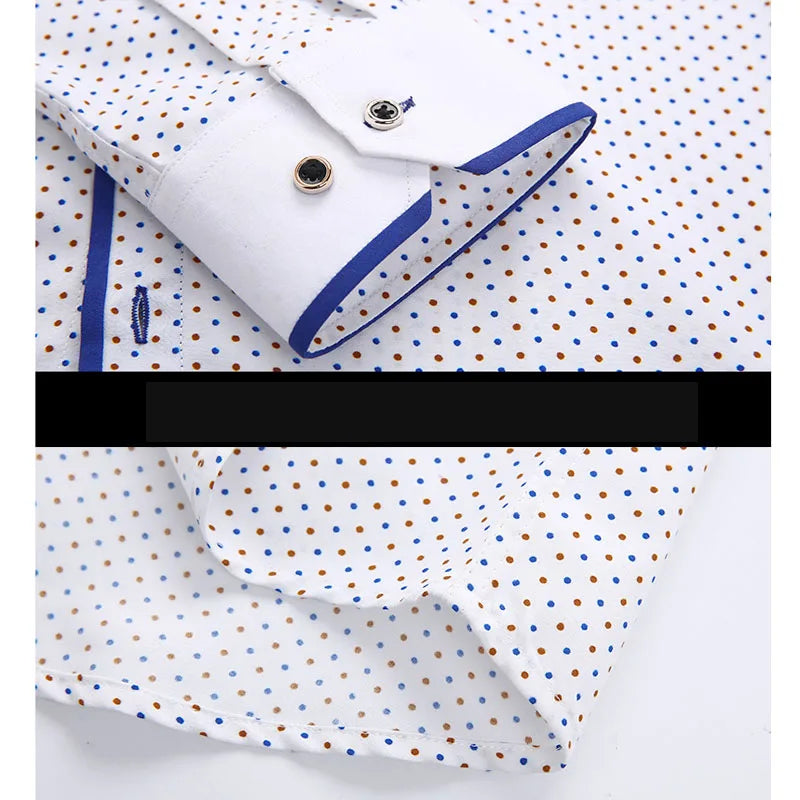 2025 Men Shirt Fashion Formal Shirts for Men Long Sleeved Printed Slim Fit Male Social Business Dress Shirt Drop Shipping MY199