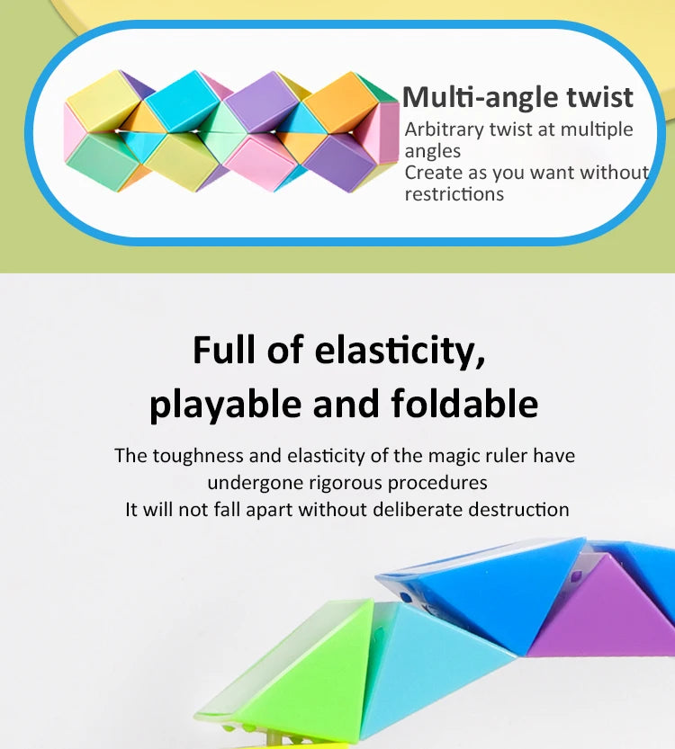3D Puzzle Fidget Toys Transformable Cube Kid Education Toys Cubo Magico 24-72 Segments Magic Rule Snake Speed Cubes Toys for Kid