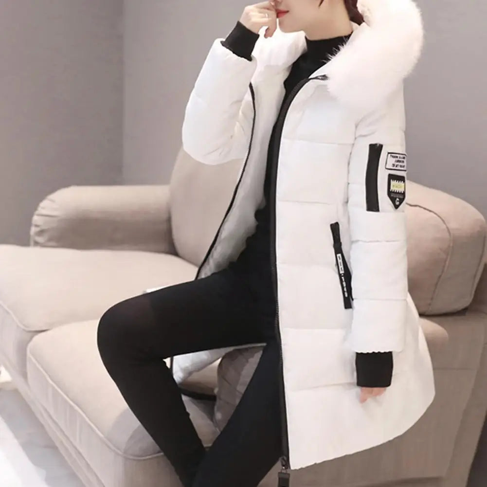 Women Winter Jackets Down Cotton Hooded Tops Large Size Parkas Mujer Coats Long Coat Fashion Female Fur Collar Outfits New Year