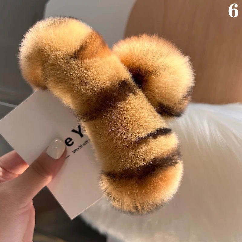 Winter Faux Fur Hair Claw Rabbit Hair Hairpins Plush Hair Clip Barrette Crab Headwear For Women Girls Hair Accessories