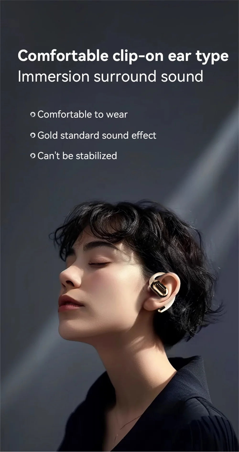 Headphones Plated Digital Stereo Movement Ear-deaf Bone Conduction Wireless Hanging Ear Game Long Battery Life With Mic Earphone