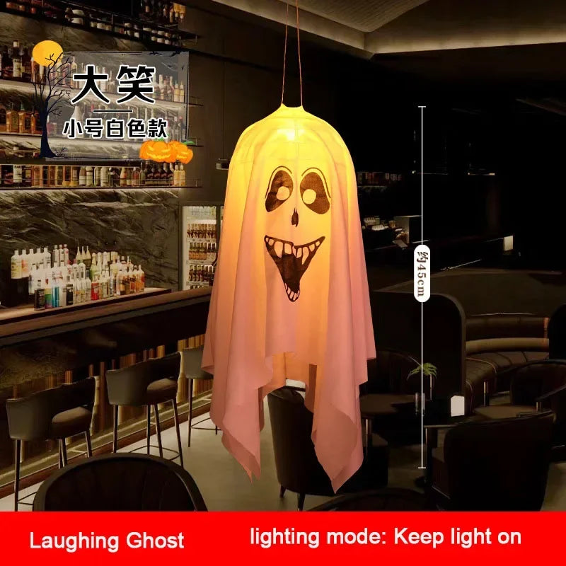 Halloween Party LED Glow Ghost Home Indoor Outdoor Decoration Supplies 2025 Haunted House Bar Hanging Horror Props with Lights