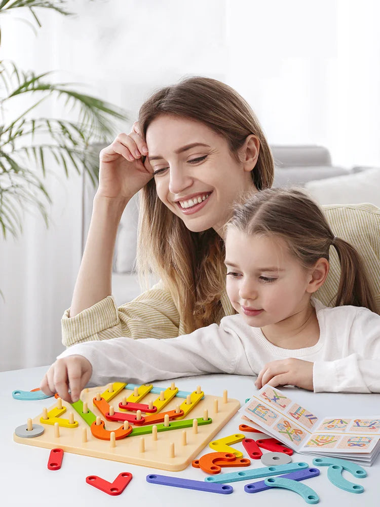Kid Educational Toys Wooden Peg Puzzle Board for Children Geometric Shape Cognition Brain Games Imagination Development Toys