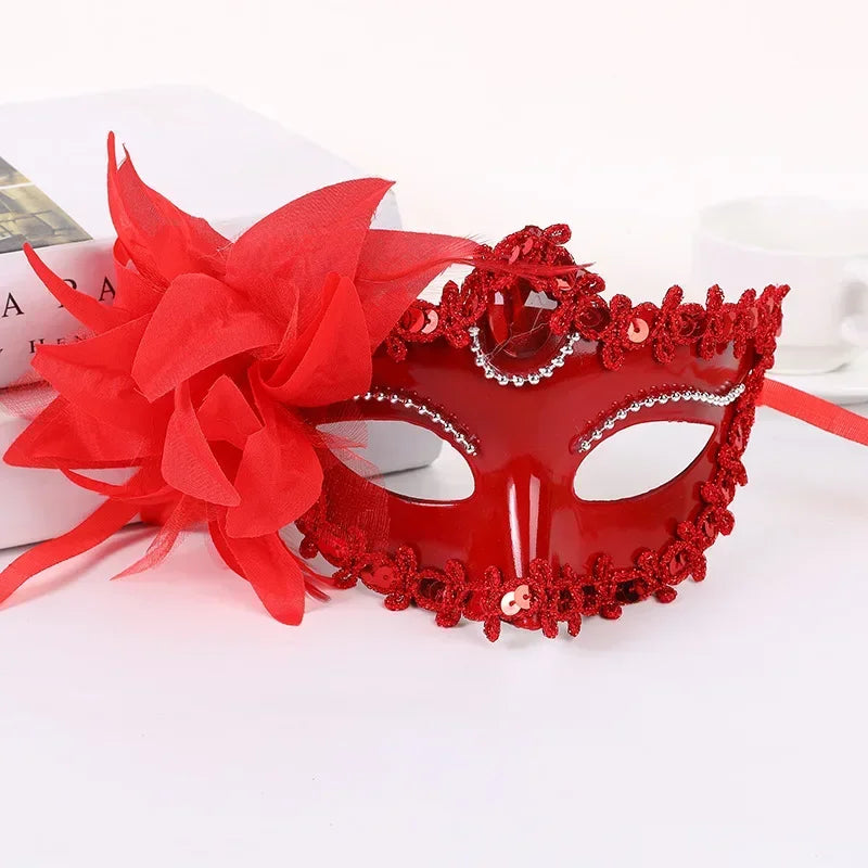 Halloween Princess Half Face Mask Mask Makeup Ball Lily Flower Mask Party Princess Sexy Half Face Mask Stage Performance Mask