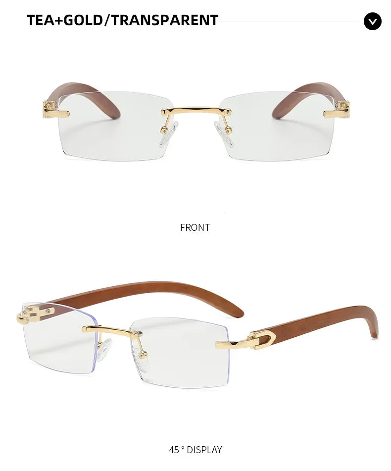 Sunglasses Men Women Sun Glasses Wood Frames Rimless Black Eyeglasses Fashion Eyewear Gafas De Sol