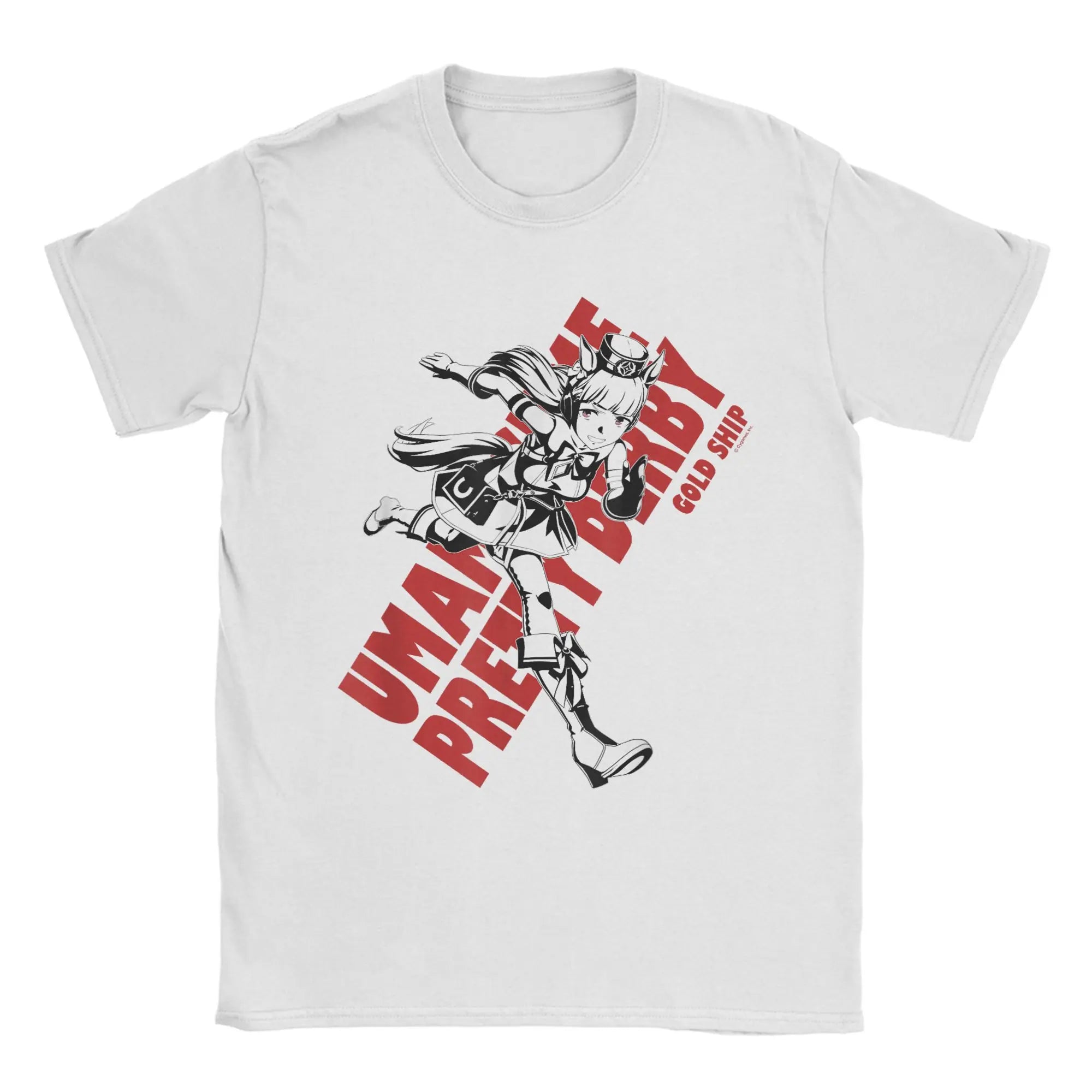 Men T-Shirts Umamusume Pretty Derby Gold Ship Funny Pure Cotton Tees Short Sleeve  T Shirts Crewneck Tops Party