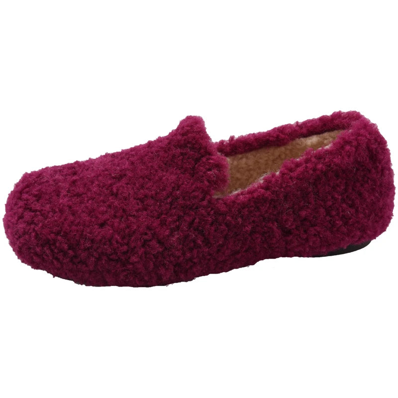 Flat Shoes Fashion Round Toe Deep Mouth Suede Soft Sole Anti-slip Wear-resistant Wool Shoes