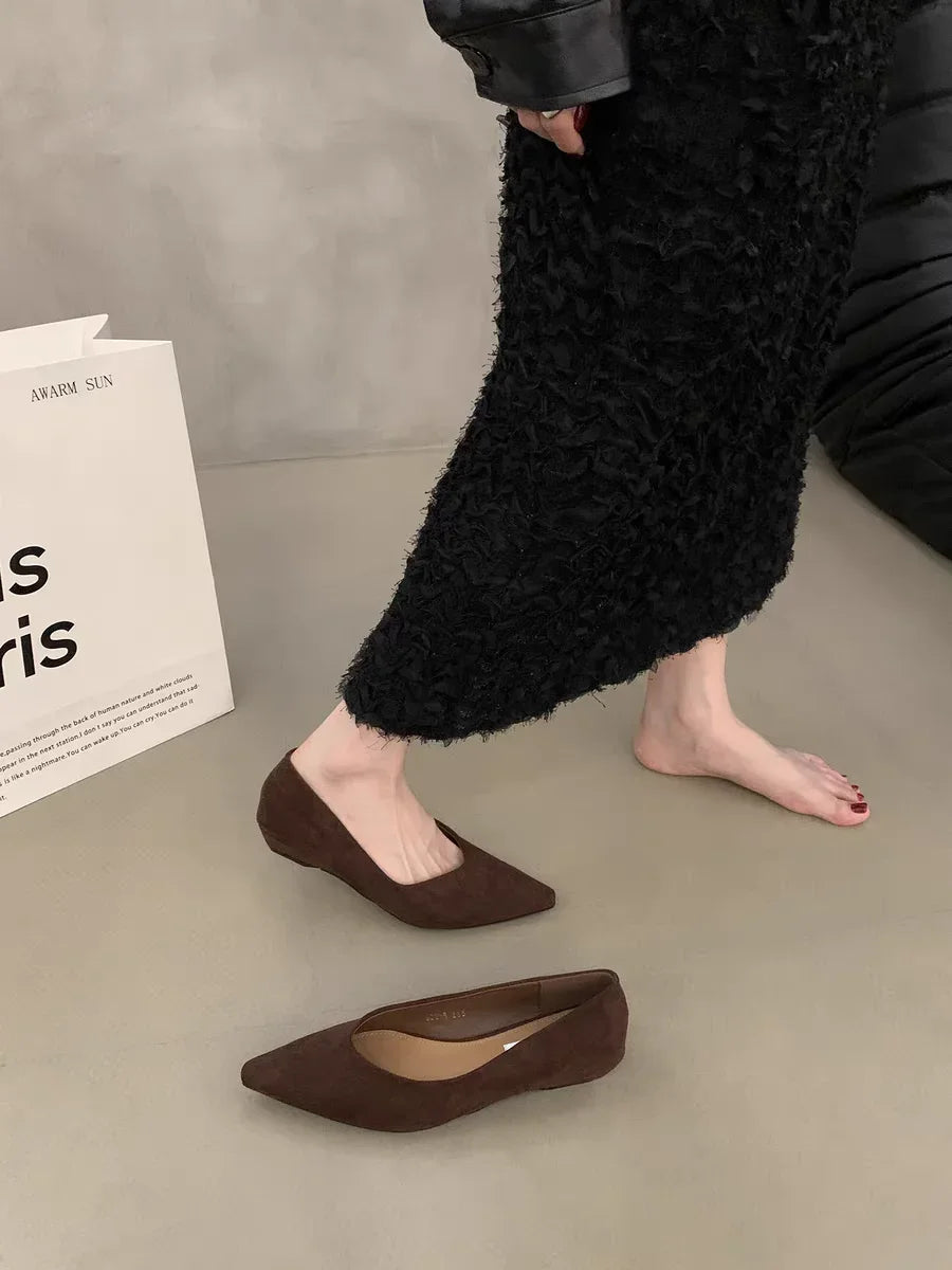 Women's Fashion Flat Shoes 35-39 Pointed Toe Shallow Mouth One Foot Stirrup Single Shoes Comfortable Soft Bottom Women's Shoes