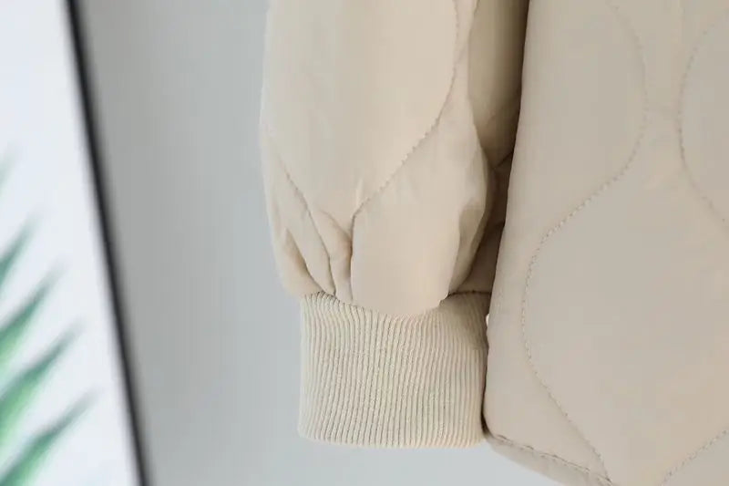 Autumn Winter Quilted Jacket Warm Women Parkas Lightweight Cotton-padded Jacket Long Sleeve Single-breasted Chic Coat Windproof