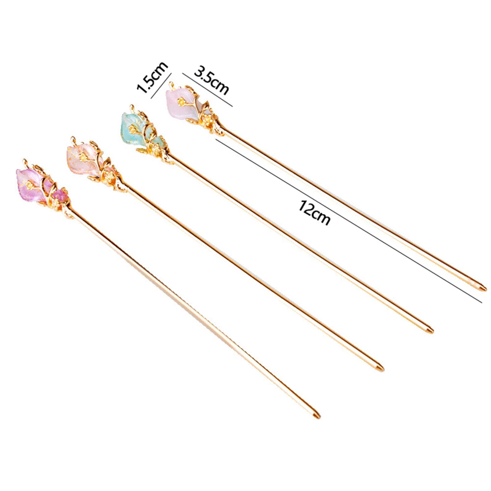 Female Women Hanfu Accessories Rhinestone Chinese Style Metal Hair Accessories Hair Chopsticks Hair Stick Metal Hairpin