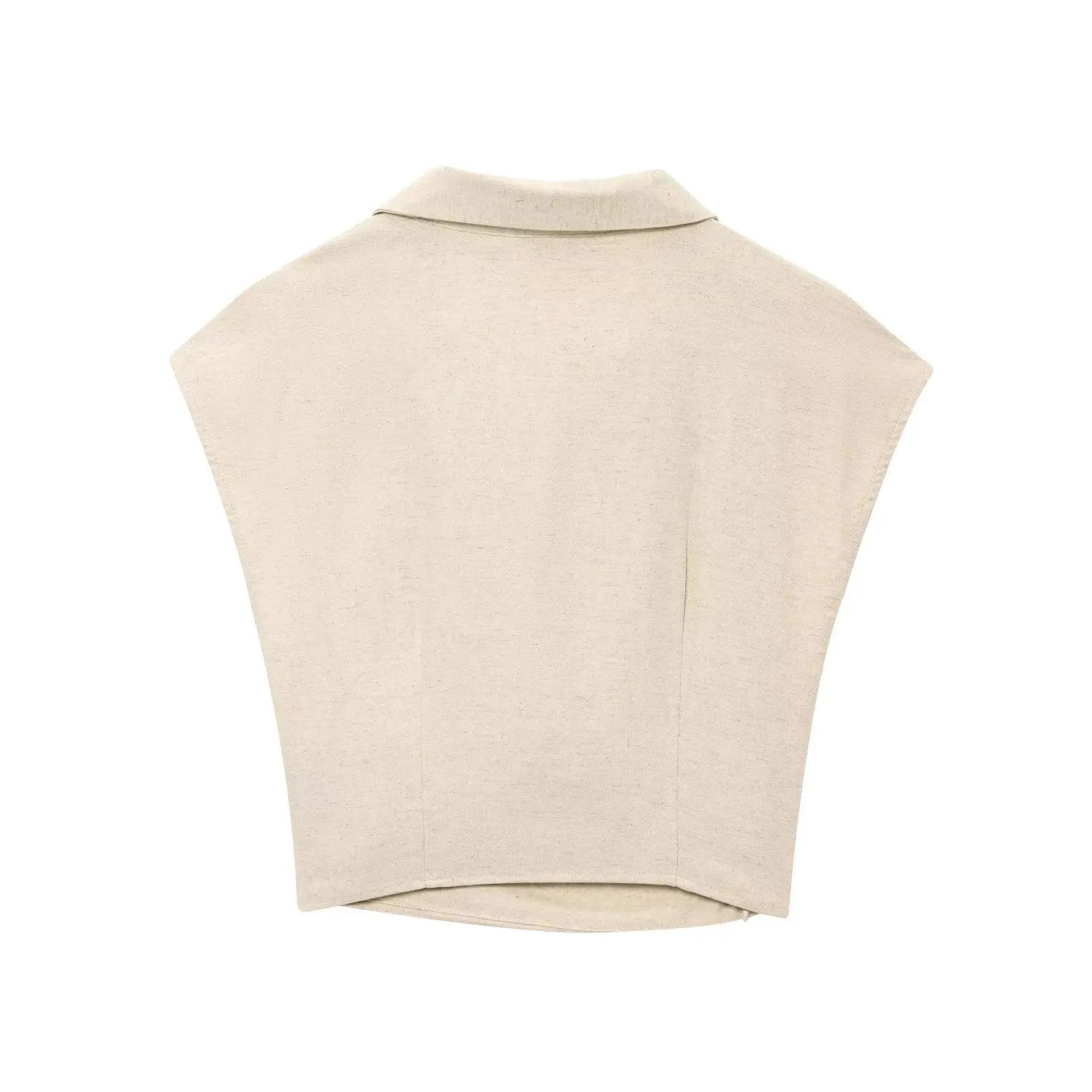 2025 New Women's Suit Summer Suit Casual Simple Multifunctional Pleated Lapel Sleeveless Short Top Paired with Buckle Slit Skirt