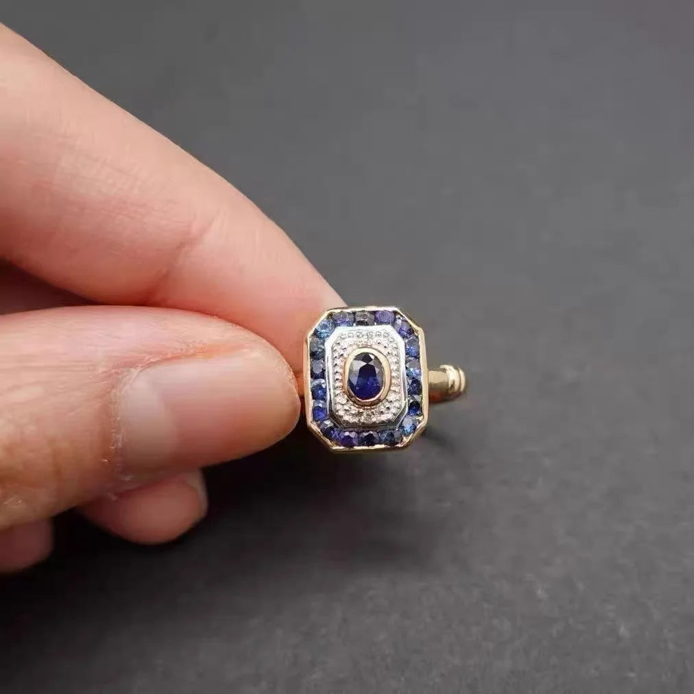 Wedding Jewelry Accessories Classic Fashion Blue Crystal Geometry Adjustable Ring Women Bridal Engagement Ring Anniversary Gift