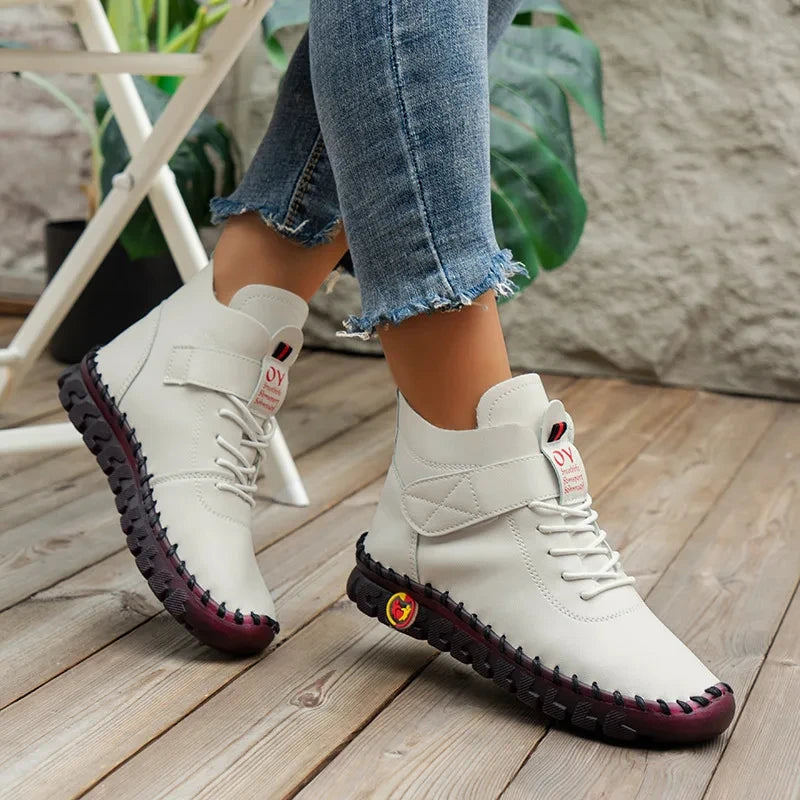 Spring Shockproof Orthopedic Shoes For Women Autumn Lace Up Flats Women's Loafers Ladies Comfort Moccasins Female Driver Shoes