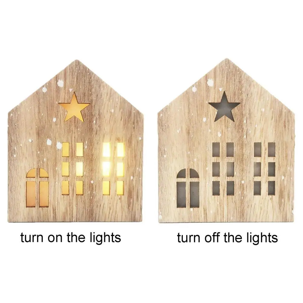 Christmas Wooden House Decor Creative House Shape Light Up Hanging Ornament Christmas Party Supplies Indoor Home Decoration