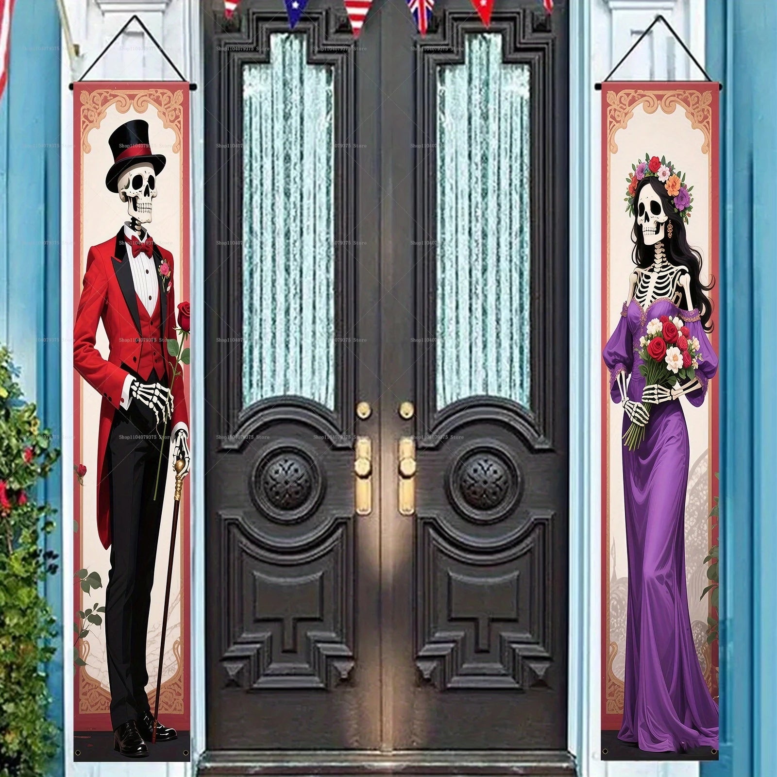 Halloween And Day Of The Dead Porch Banner Hanging Skull Home Room Festival Door Curtain Decoration Party Supplies