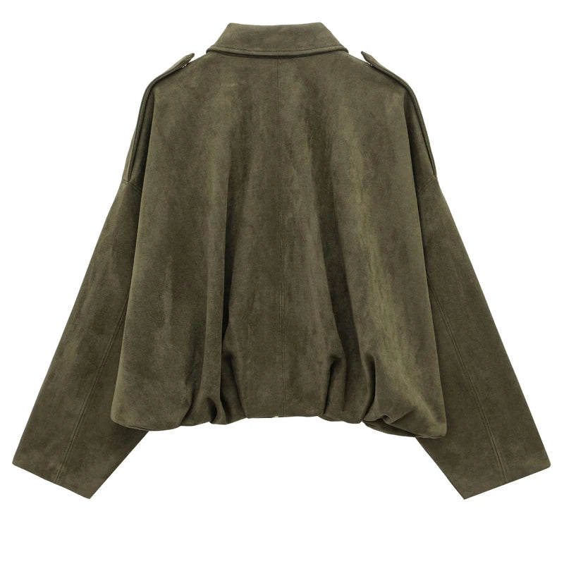 Women's Jackets Long Sleeve Women's Bomber Jacket Women's Cropped Jackets Pleats Street Wear Zip Up Jacket Outdoor Short Coats