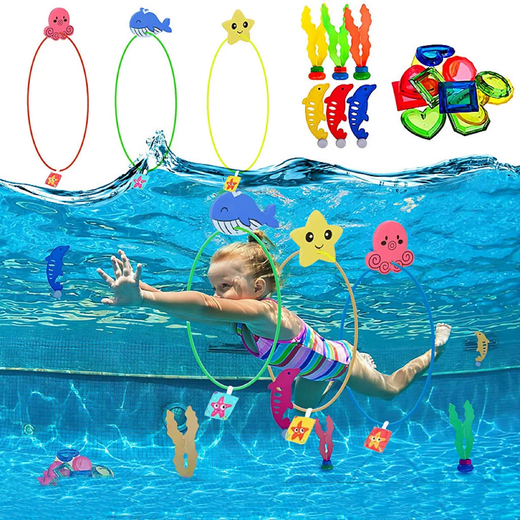 Kid's Summer Diving Water Toys 80cm 1set Diving Toy Rings Diving Swim Through Rings Strong Resilience Best Pool Gifts for Kids