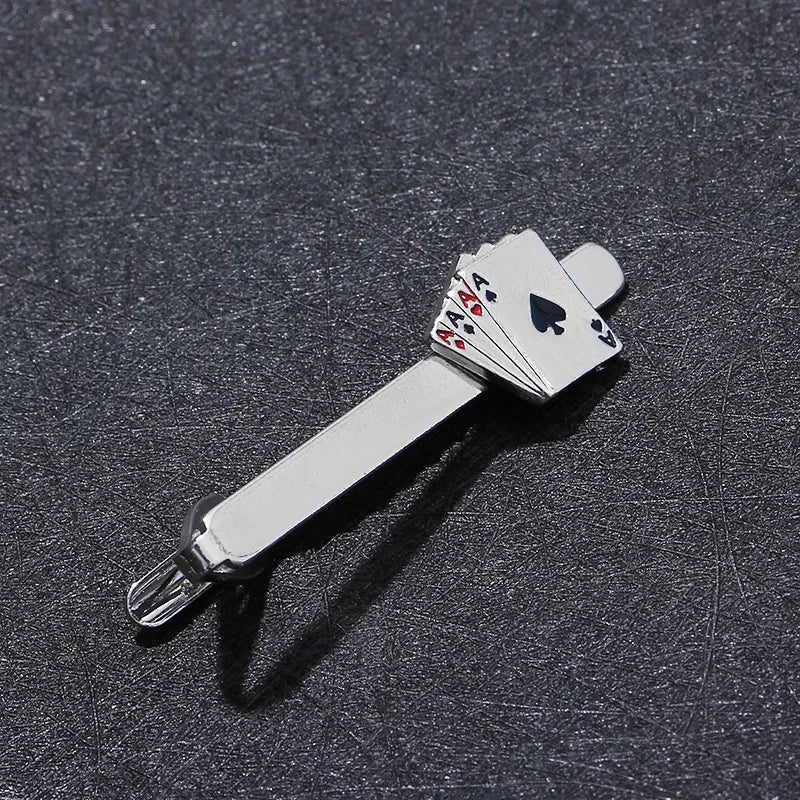 Men's Poker Cards Tie Clips Creative Fashion Formal Dress Shirt Accessories Casual Business Banquet Wedding Anniversary Gifts