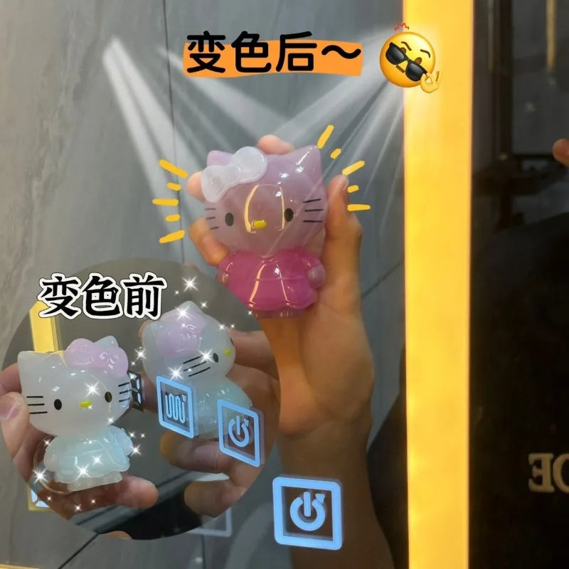 Cute Color Changing Hello Kitty Doll Toys Anime Cartoon KT Cat Doll Backpack Pendant Keychain Accessories Girl Kawaii Toy Gift