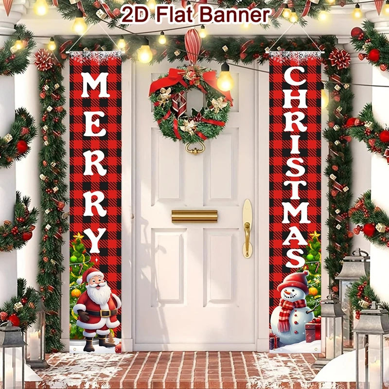 Christmas Door Decoration 2025 Merry Christmas Banner Decor for Home Hanging Xmas Ornament Navidad Happy New Year Gift 2026