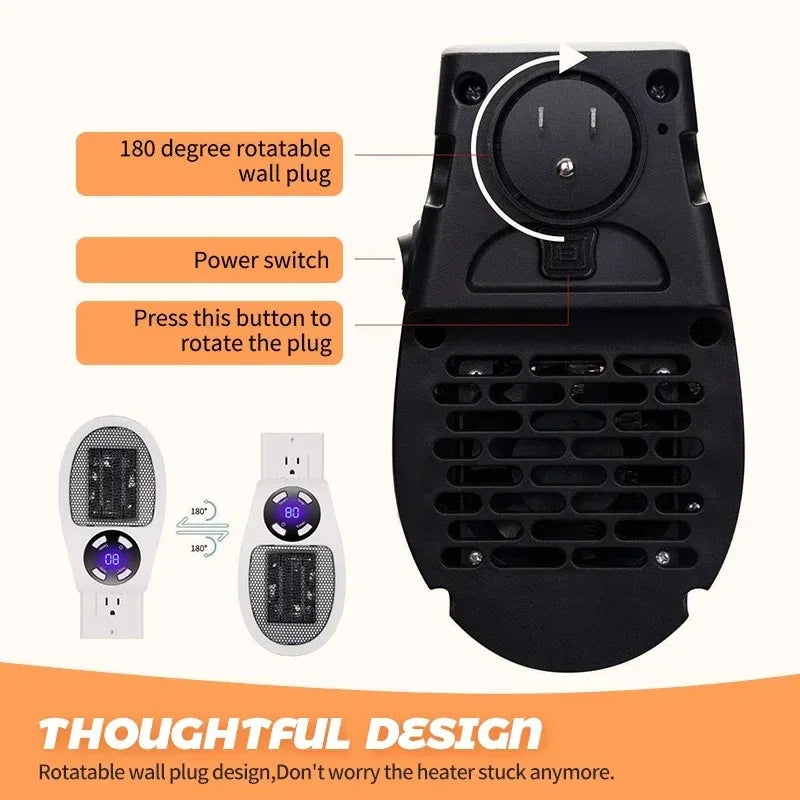 EU/US 500W Mini Heater for Home Small Bathroom Heating Fans Wall Mounted PTC Ceramic with Remote Control Household