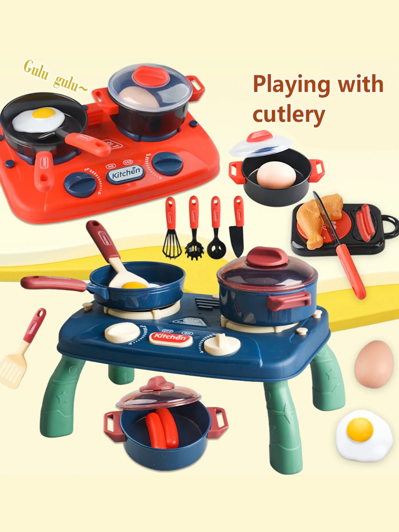 Children's Kitchen Cooking Pretend Play, Simulated Stove Toy with Light and Sound Effects, Girls' Role-Playing Cooking Set, Parent-Child Interactive Holiday Toy