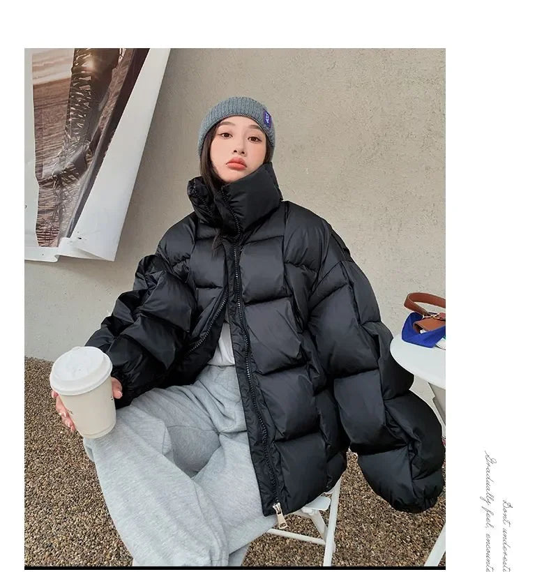 Winter Jacket for Women Three-dimensional Plaid Woven Fashion Coat Solid High Street Warm and Thick 2023 Winter New Down Jacket