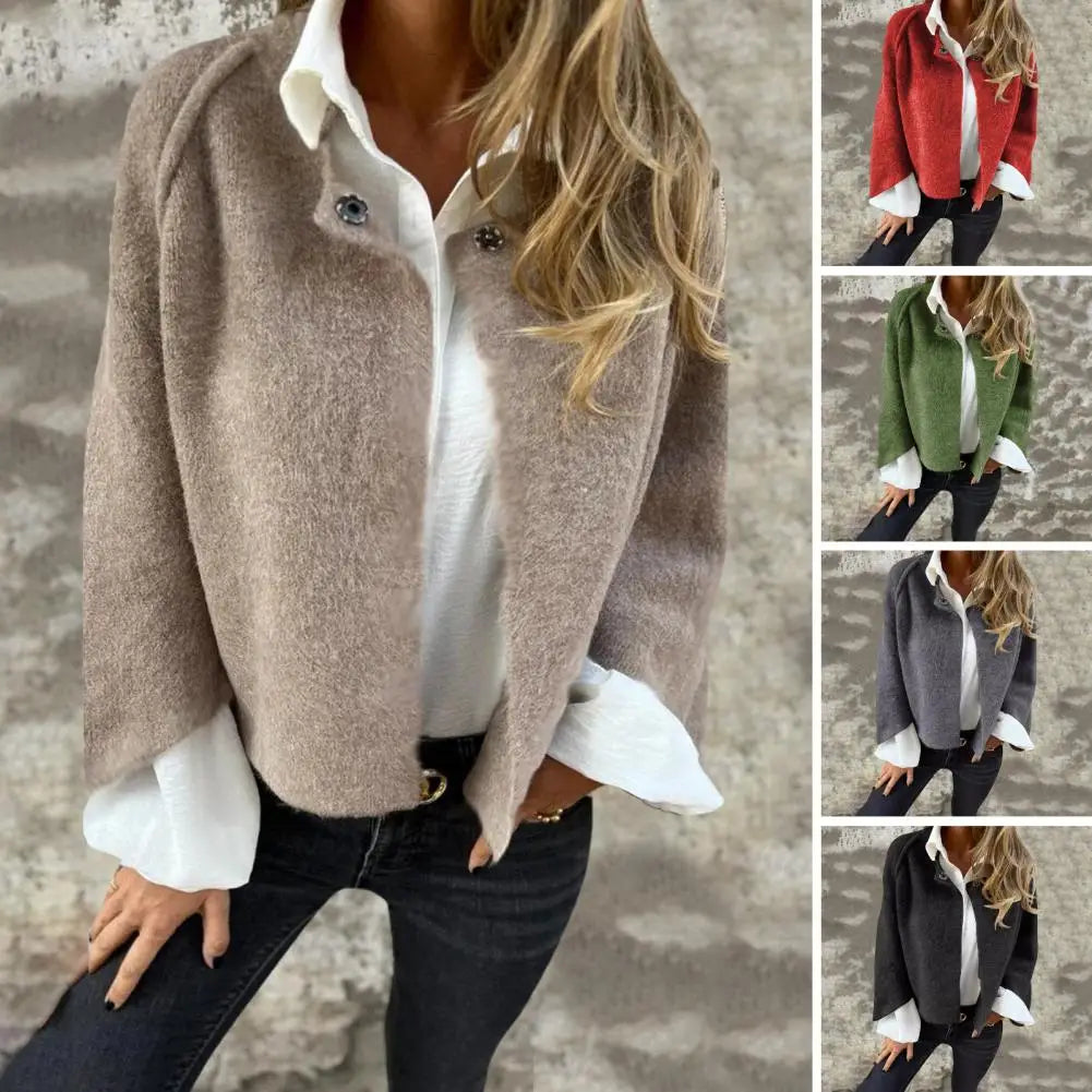 Loose-fitting Women Jacket Cozy Winter Women's Fleece Cardigan with Windproof Technology Stylish Outdoor Coat for Maximum Heat