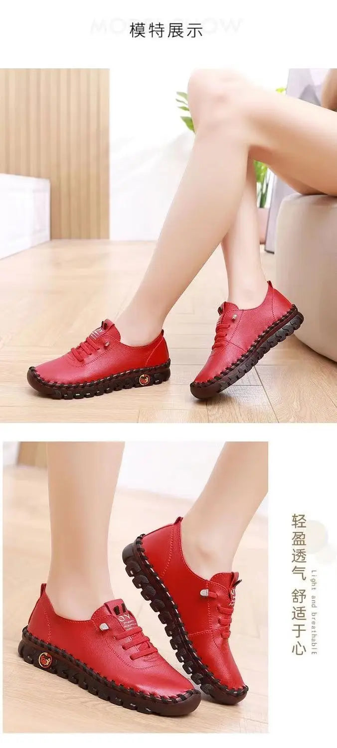 Spring Shockproof Orthopedic Shoes For Women Autumn Lace Up Flats Women's Loafers Ladies Comfort Moccasins Female Driver Shoes