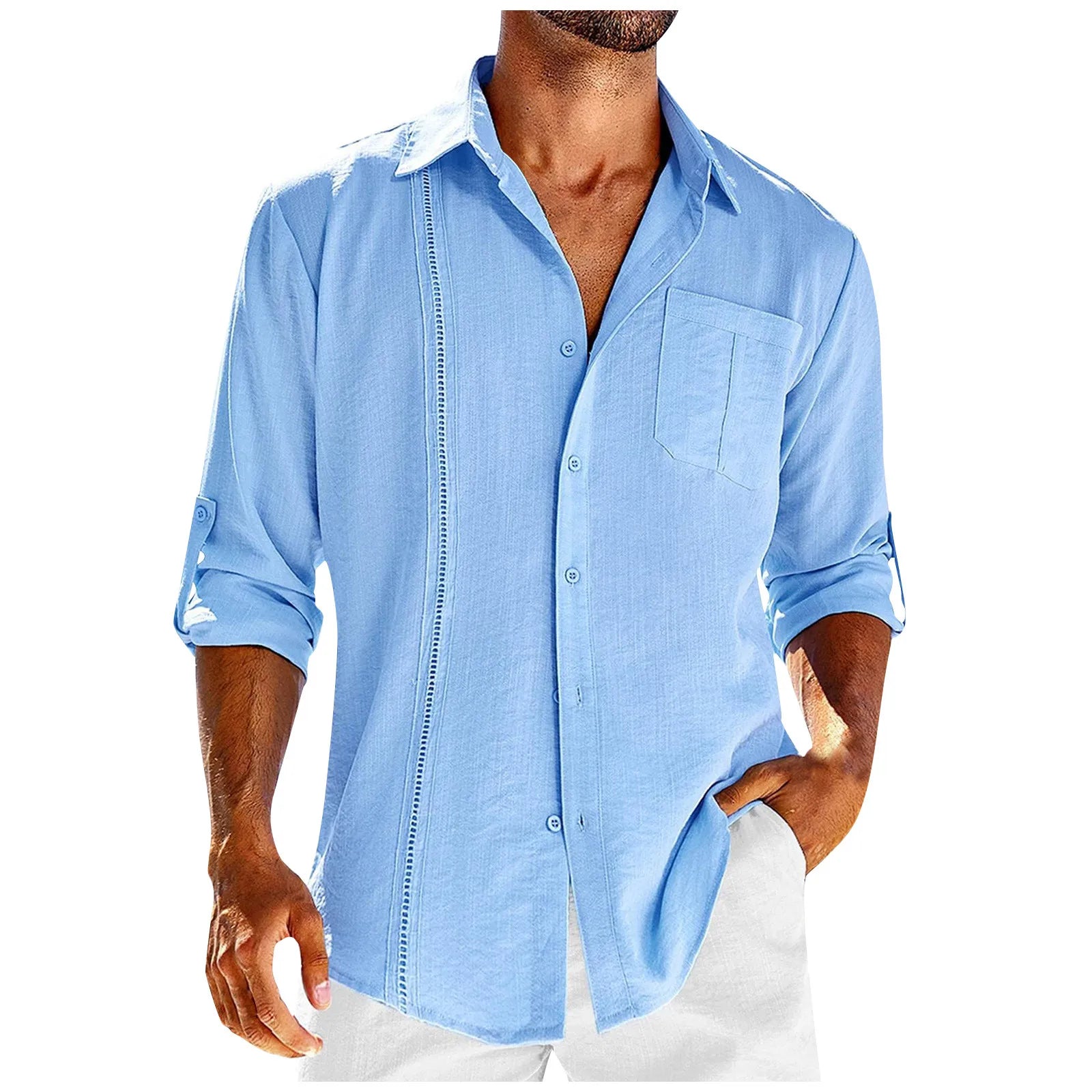 2024 new Men's Shirts British style business casual tops Spring Summer handsome Cotton Linen Solid Slim shirt camisas de hombre