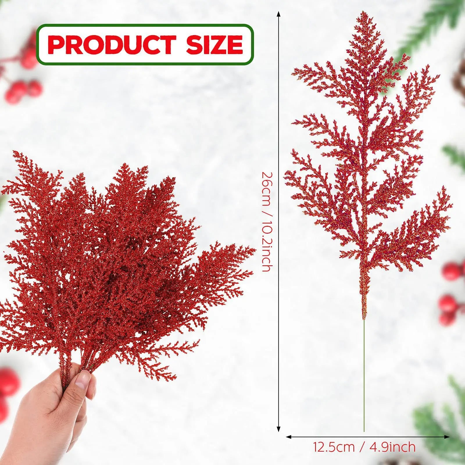 Christmas Decoration Glitter Branches Berries Artificial Flower Bouquet Christmas Tree Ornaments for Home New Year 2025 Navidad