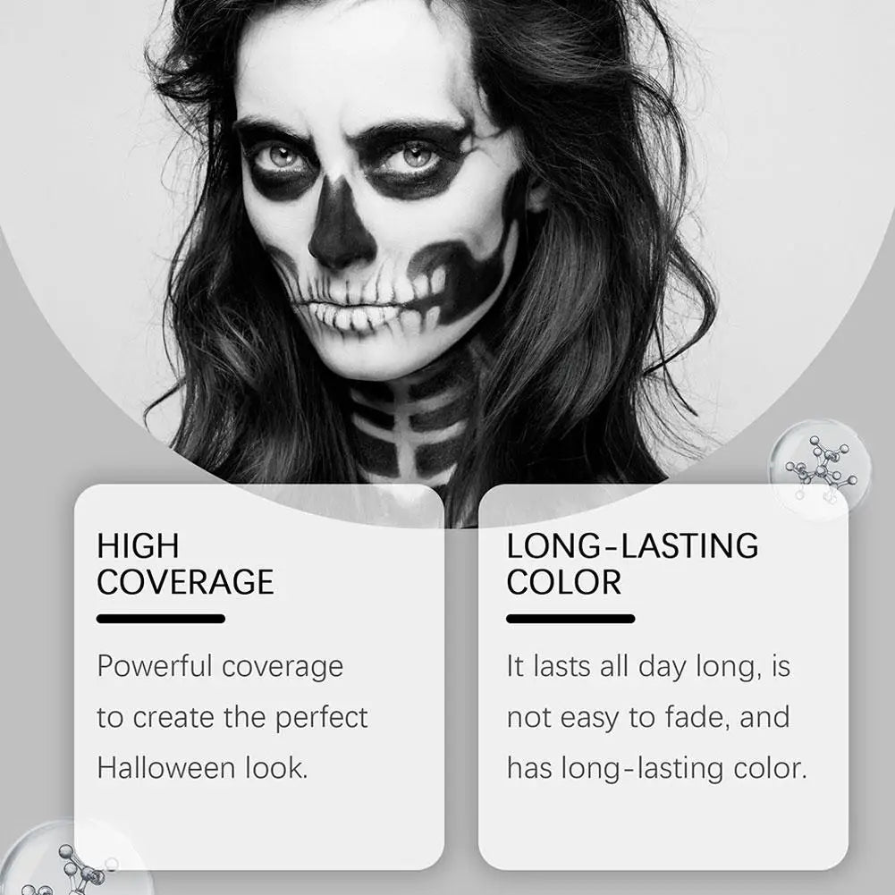 White Makeup Foundation Cream Concealer Halloween Cosplay Make-Up Lasting Cream Cosmetics Halloween Face Long Face White