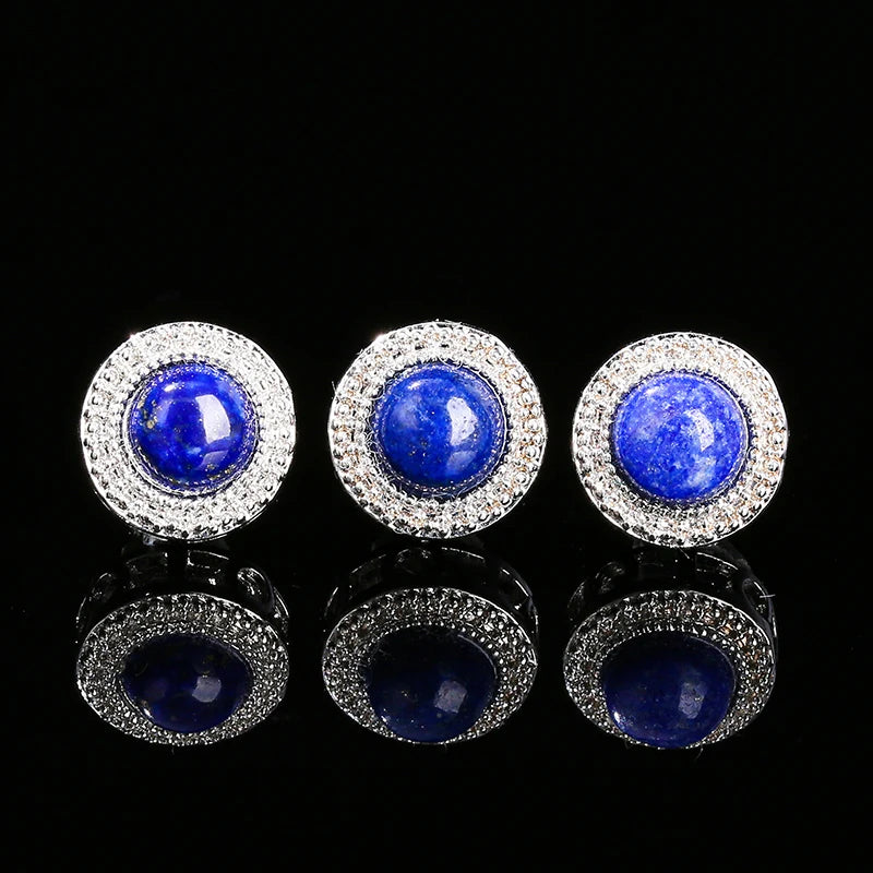 1 Pc Natural Stone Lapis Lazuli Round Cabochon Inlaid Magic Box Bead With Hole Pendant For Jewerly Making Diy Necklace Bracelet