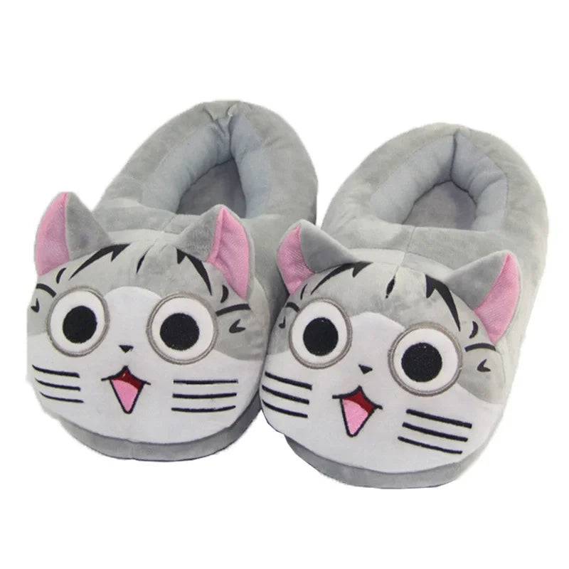 Winter Warm Package Heel Kawaii Slippers Funny Cotton Cute Cat Home Shoes Non-slip Cartoon Couple Student Slippers Domestic