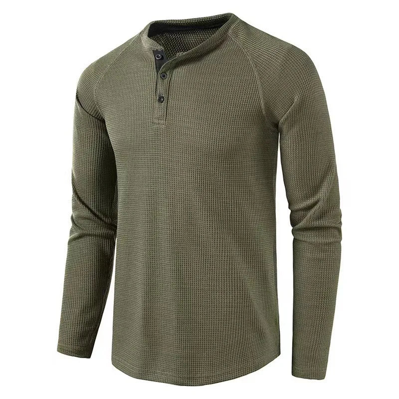 New Men's T-Shirts For Autumn And Winter Solid-Color Long-Sleeved Undershirts For European And American Men Henry Shirts For Men
