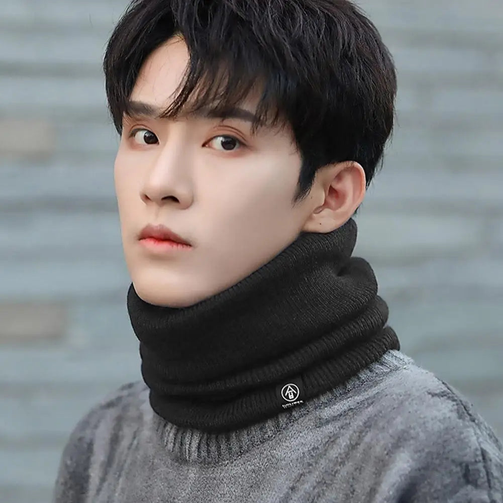 Winter Plush Knitted Scarf For Women Men Fleece Ring Bandana Scarf Neck Warmer Buff Thick Cashmere Headband Ski Mask