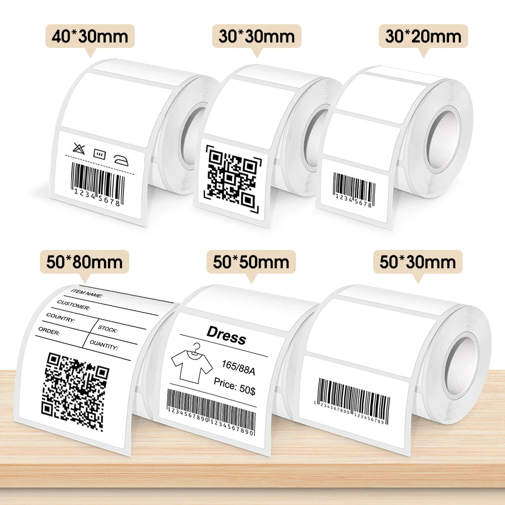 30*20mm Label Tape Adhesive Sticker Thermal Paper Roll Compatible Marklife P50 Phomemo M110 M220 M221 M120 E210 Detong P1 Marker