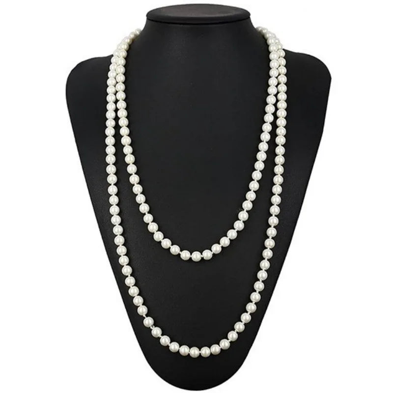 New Women Jewelry Pearl Bead Necklace Long Sweater Chain Necklace For Women Dress Accessories Gift For Girl Mother