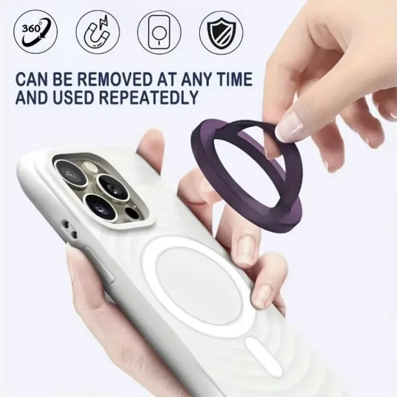 Magnetic Phone Ring Holder Grip Attachment Removable Magnetic Phone Ring Waterproof Liquid Silicone for iPhone & Android Cases