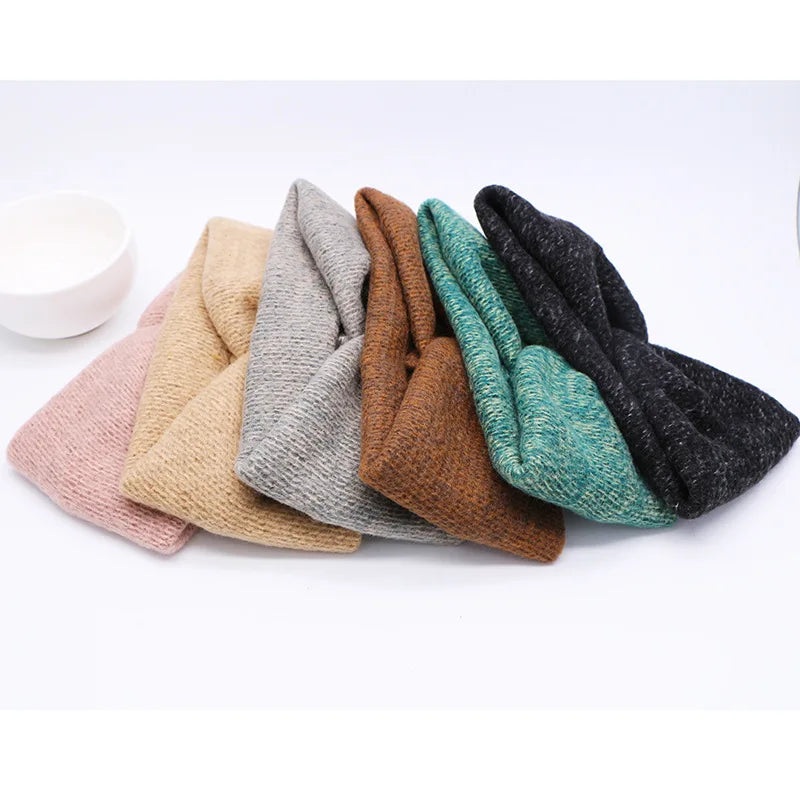 Winter Warm Cross Knot Headbands For Women knitting Elastic Hair Bands Turban Woolen Warm Crochet Headband Hair Accessories